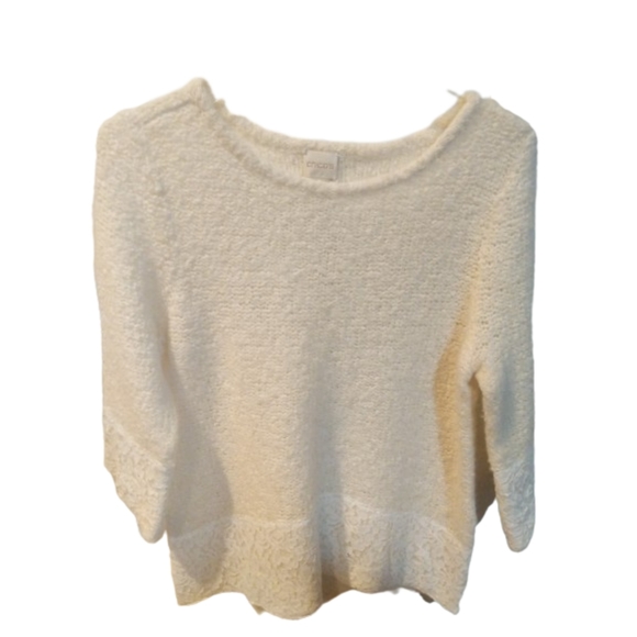 Chicos Jasmine Lace Trim Romantic Pullover Tunic Sweater Size 2 - Picture 5 of 16